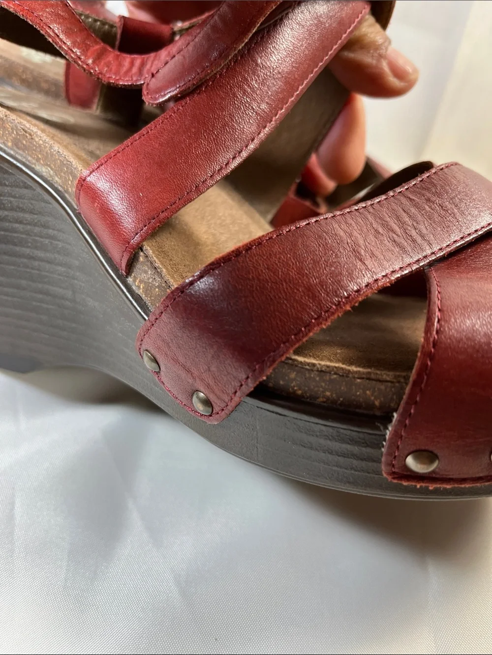 Dansko Red Leather Slingback Wedge Sandals size 11-11 1/2